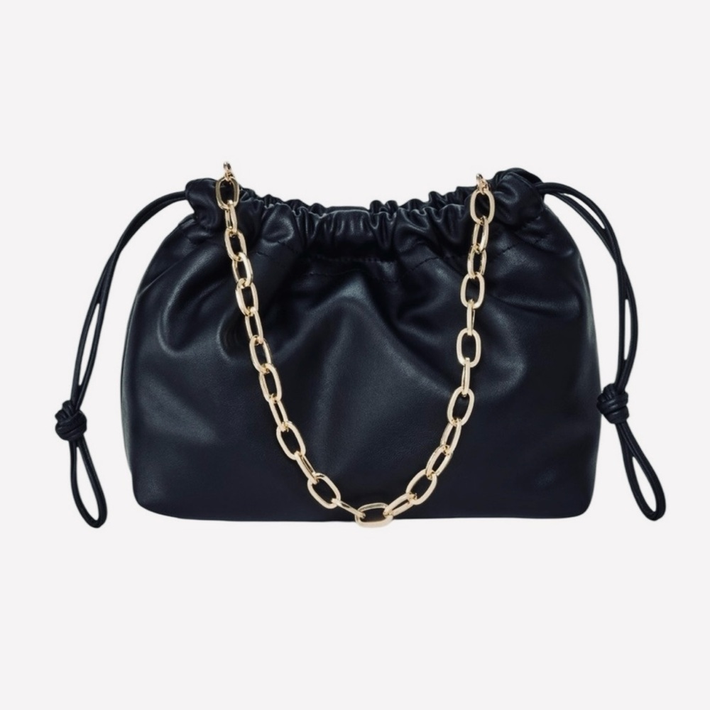 Universal Thread Black Clutch with Gold Chain